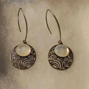 Sterling Silver Mother of pearl Hook over dangle earrings